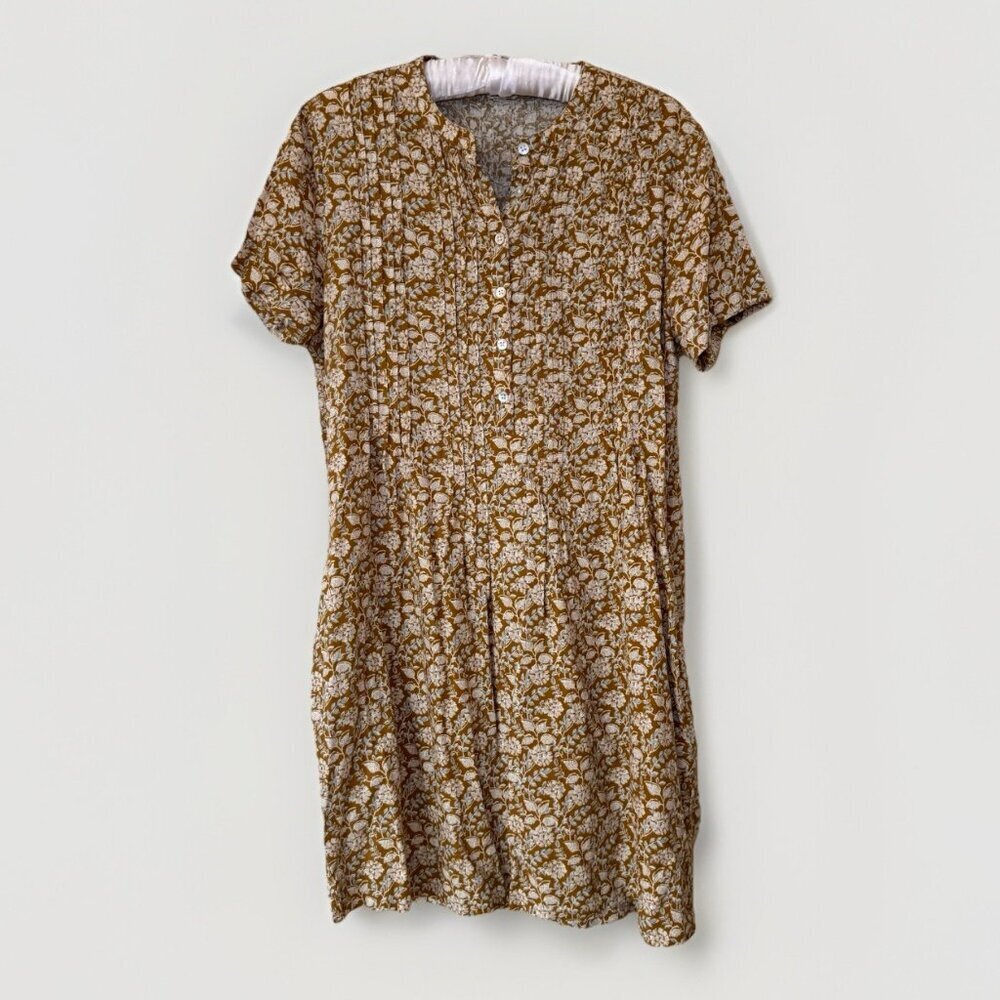 Faherty Hana Dress Organic Cotton Shirt Dress Sierra India Floral Women Size S